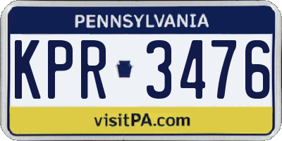 PA license plate KPR3476