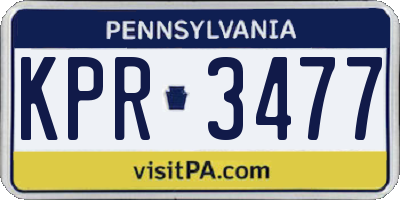 PA license plate KPR3477
