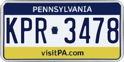 PA license plate KPR3478