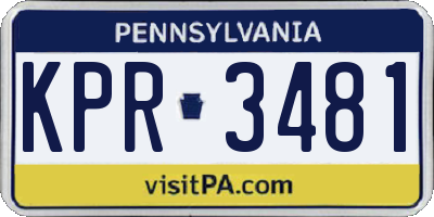 PA license plate KPR3481
