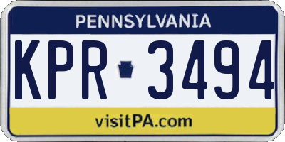 PA license plate KPR3494