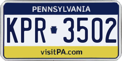 PA license plate KPR3502