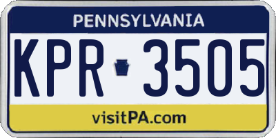 PA license plate KPR3505