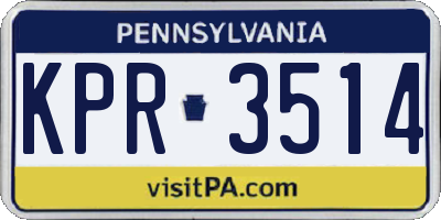 PA license plate KPR3514