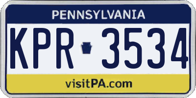 PA license plate KPR3534