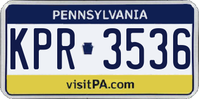 PA license plate KPR3536
