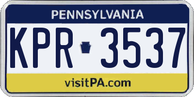 PA license plate KPR3537