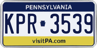PA license plate KPR3539