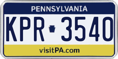 PA license plate KPR3540