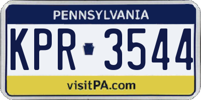 PA license plate KPR3544