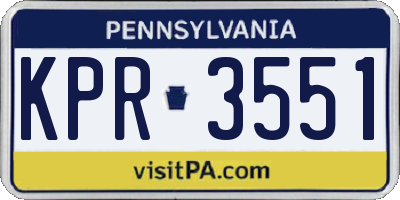 PA license plate KPR3551