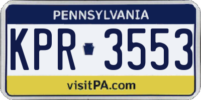 PA license plate KPR3553