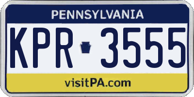 PA license plate KPR3555