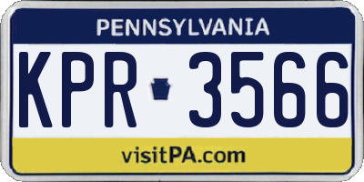 PA license plate KPR3566