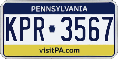 PA license plate KPR3567