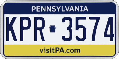 PA license plate KPR3574
