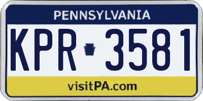 PA license plate KPR3581
