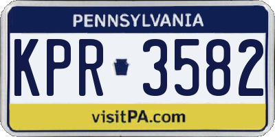 PA license plate KPR3582