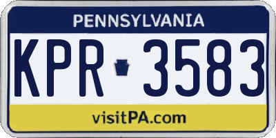 PA license plate KPR3583