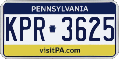 PA license plate KPR3625