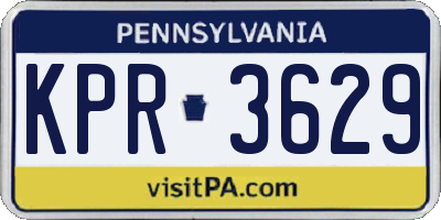 PA license plate KPR3629