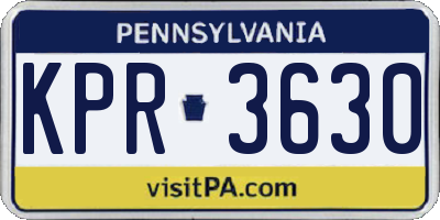 PA license plate KPR3630