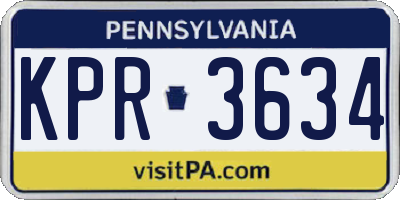 PA license plate KPR3634