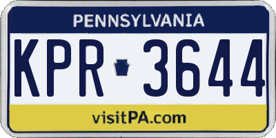 PA license plate KPR3644