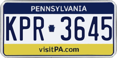 PA license plate KPR3645
