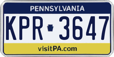 PA license plate KPR3647
