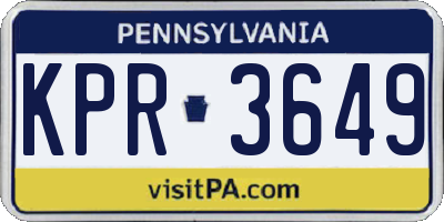 PA license plate KPR3649