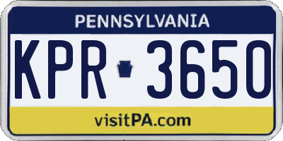 PA license plate KPR3650