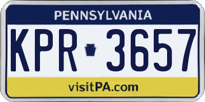 PA license plate KPR3657