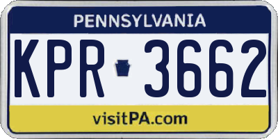 PA license plate KPR3662