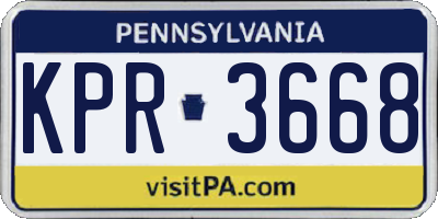 PA license plate KPR3668