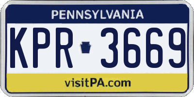 PA license plate KPR3669