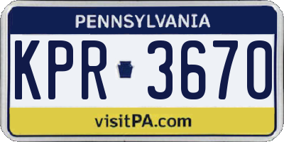 PA license plate KPR3670