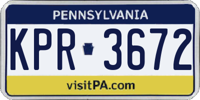 PA license plate KPR3672
