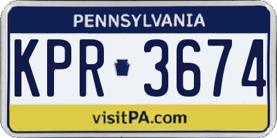 PA license plate KPR3674
