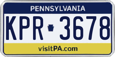 PA license plate KPR3678