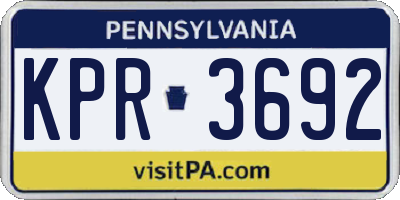 PA license plate KPR3692