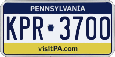 PA license plate KPR3700