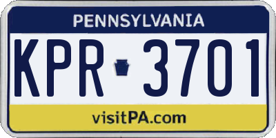 PA license plate KPR3701