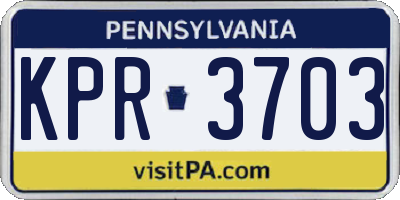 PA license plate KPR3703