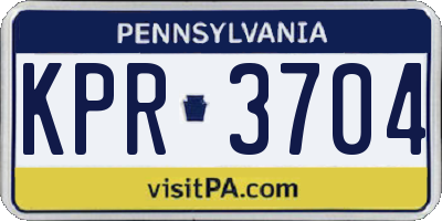 PA license plate KPR3704