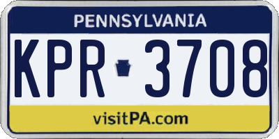 PA license plate KPR3708