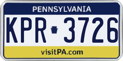 PA license plate KPR3726
