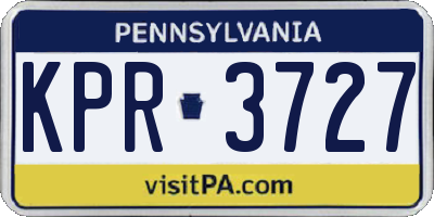 PA license plate KPR3727
