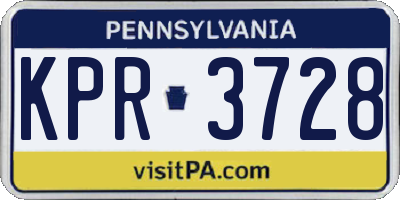 PA license plate KPR3728