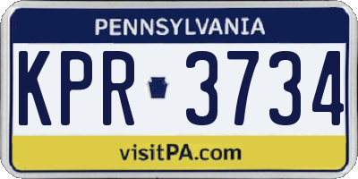 PA license plate KPR3734
